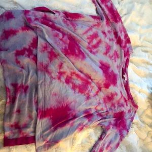 Tye dye purple and pink high low juicy couture sweater thumb holes in sleeves